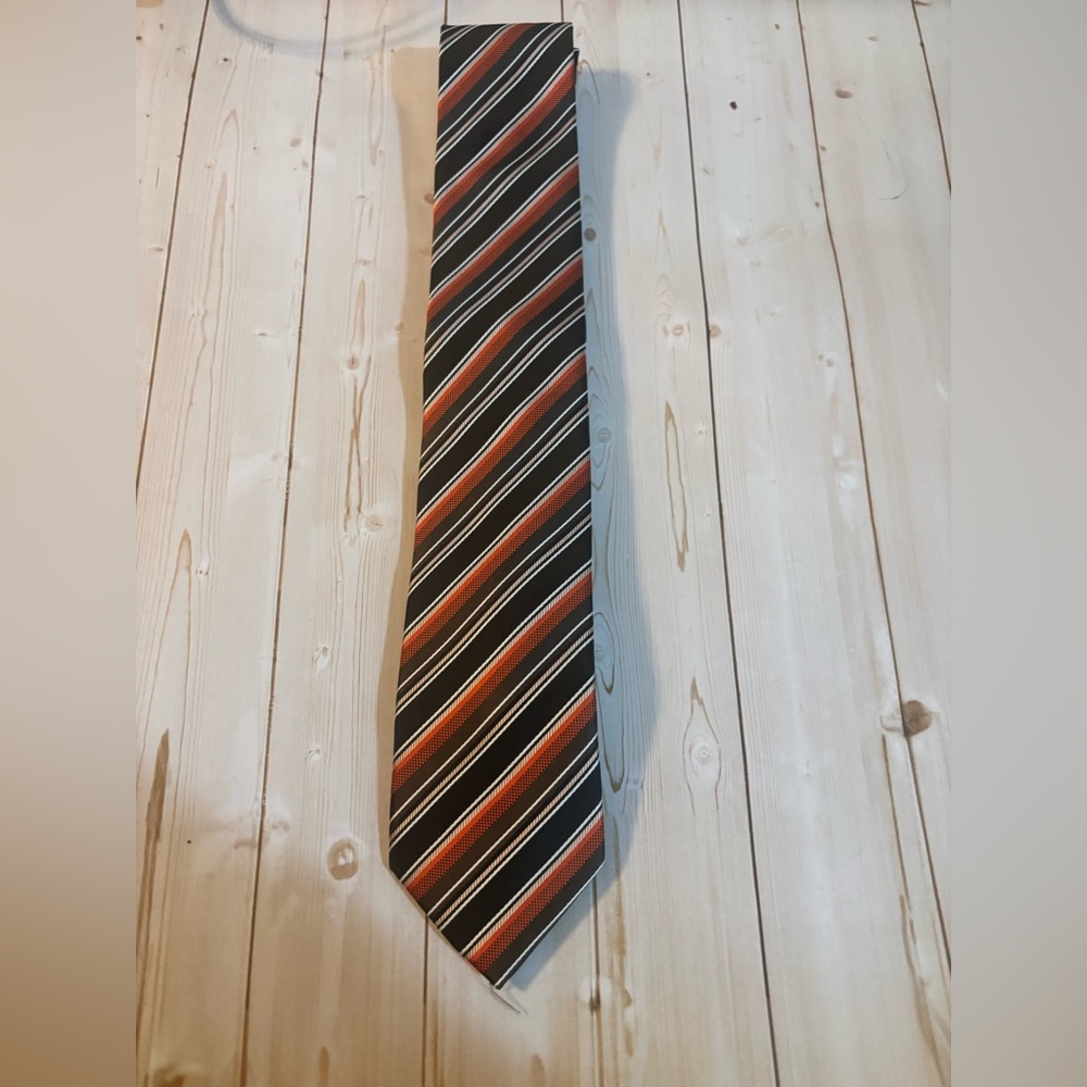 Bill Robinson Red Black Striped Tie Classic Business